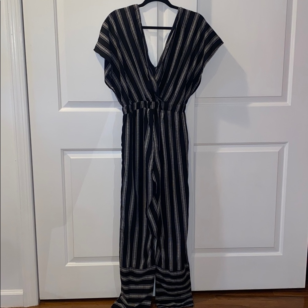 Black and white striped jumpsuit